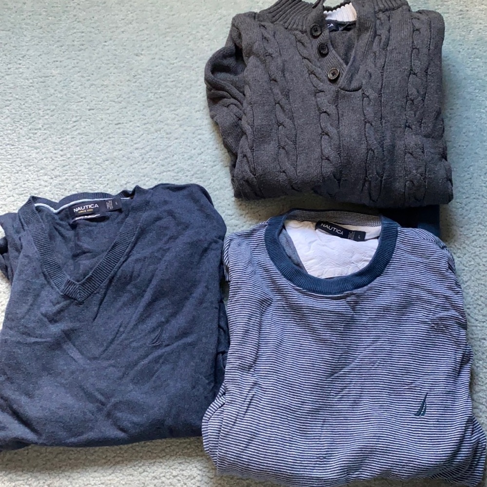 Three Men’s Large Nautica Sweaters